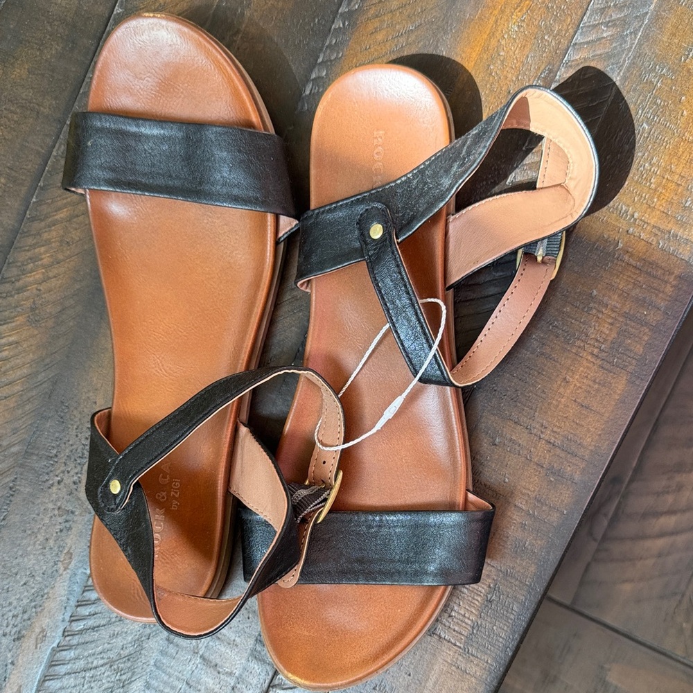 Rock & Candy Black and Brown Women's Sandals